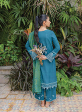 Qline By Qalamkar Embroidered Linen Unstitched 3 Piece Suit - 08 SOLENE